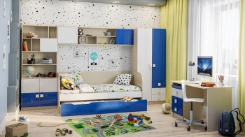 Детская комната Скай Люкс (Синий/Белый/корпус Клен) в Красноярске - krasnoyarsk.mebel54.com | фото