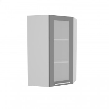 Гарда ВПУС 550 шкаф верхний угловой со стеклом высокий (Серый Эмалит/корпус Серый) в Красноярске - krasnoyarsk.mebel54.com | фото