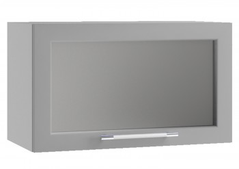 Капри ПГС 600 шкаф верхний горизонтальный со стеклом (Липа белый/корпус Серый) в Красноярске - krasnoyarsk.mebel54.com | фото