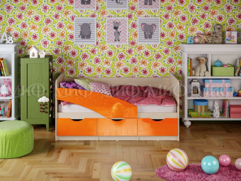 Кровать Бабочки 1,6м (Оранжевый металлик) в Красноярске - krasnoyarsk.mebel54.com | фото