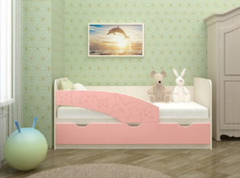 Кровать Бабочки 1,6м (Розовый металлик) в Красноярске - krasnoyarsk.mebel54.com | фото