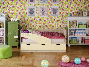 Кровать Бабочки 1,6м (Ваниль матовый) в Красноярске - krasnoyarsk.mebel54.com | фото