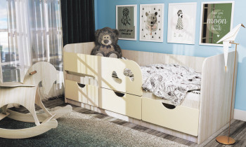 Кровать детская Минима Лего 1,86м с ящиками (дуб атланта/крем) в Красноярске - krasnoyarsk.mebel54.com | фото