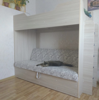 Кровать двухъярусная с диваном (Беленый дуб) в Красноярске - krasnoyarsk.mebel54.com | фото