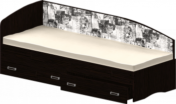 Кровать Софа-9 с мягкой спинкой с рисунком Милана (900х1900) Венге в Красноярске - krasnoyarsk.mebel54.com | фото