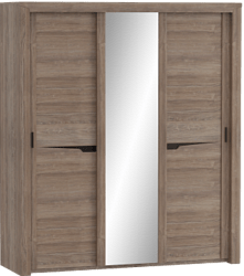 Шкаф трехдверный Соренто с раздвижными дверями Дуб стирлинг/Кофе структурный матовый в Красноярске - krasnoyarsk.mebel54.com | фото