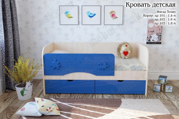 Техно Кровать детская 2 ящика 1.6 Синий глянец в Красноярске - krasnoyarsk.mebel54.com | фото